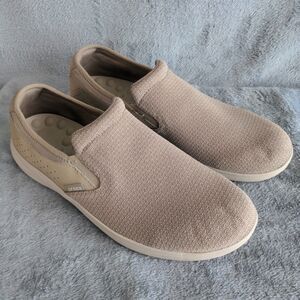 Crocs Reviva Slip On Shoes Mens 13 Tan Khaki Canvas Loafer Casual Comfort